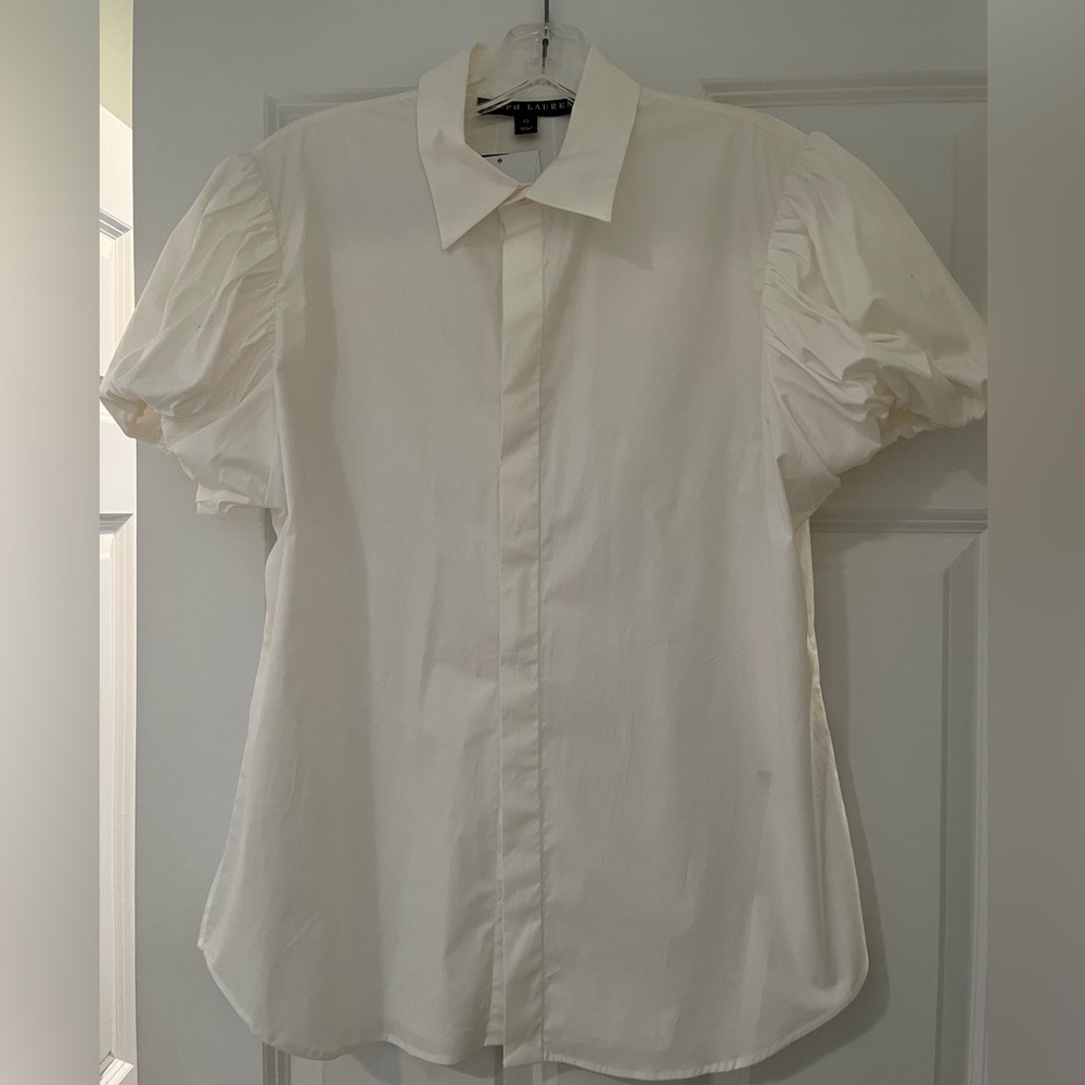 Women’s size 12 Ralph Lauren White Short Sleeve Button Down NWT